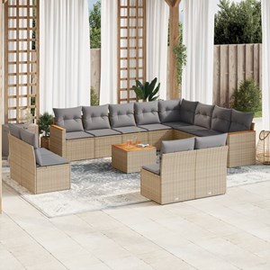 Maison exclusive - salon de jardin avec coussins 13 pcs beige résine tressée