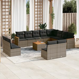 Maison exclusive - salon de jardin avec coussins 13 pcs gris résine tressée