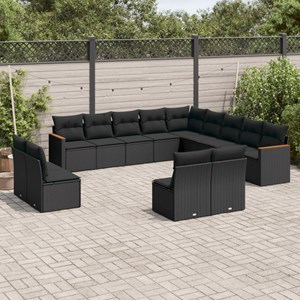 Maison exclusive - salon de jardin avec coussins 13 pcs noir résine tressée