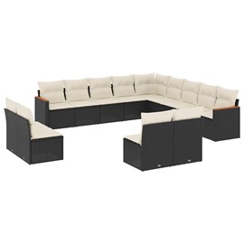 Maison exclusive - salon de jardin avec coussins 13 pcs noir résine tressée