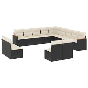 Maison exclusive - salon de jardin avec coussins 13 pcs noir résine tressée