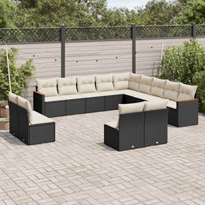 Maison exclusive - salon de jardin avec coussins 13 pcs noir résine tressée