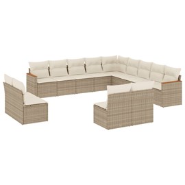 Maison exclusive - salon de jardin avec coussins 13 pcs beige résine tressée