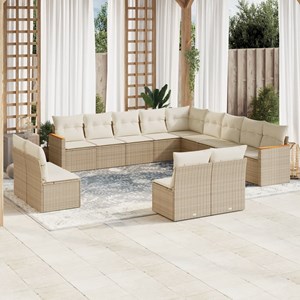 Maison exclusive - salon de jardin avec coussins 13 pcs beige résine tressée