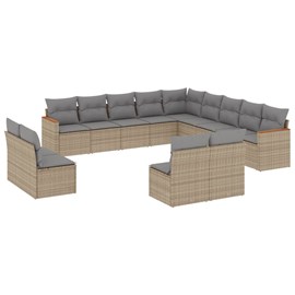 Maison exclusive - salon de jardin avec coussins 13 pcs beige résine tressée