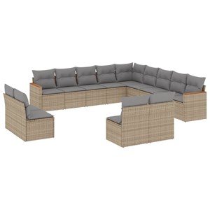 Maison exclusive - salon de jardin avec coussins 13 pcs beige résine tressée