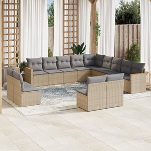 Maison exclusive - salon de jardin avec coussins 13 pcs beige résine tressée