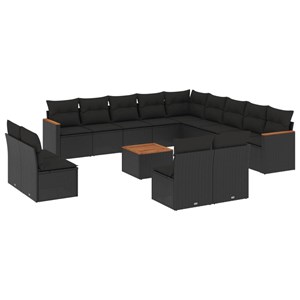 Maison exclusive - salon de jardin avec coussins 14 pcs noir résine tressée