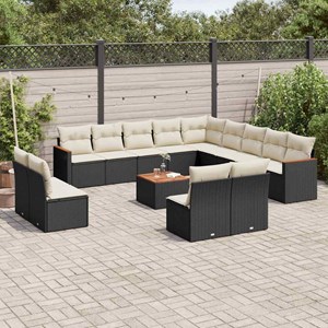 Maison exclusive - salon de jardin avec coussins 14 pcs noir résine tressée
