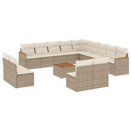 Maison exclusive - salon de jardin avec coussins 14 pcs beige résine tressée