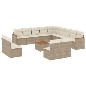 Maison exclusive - salon de jardin avec coussins 14 pcs beige résine tressée