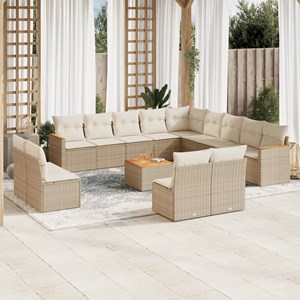 Maison exclusive - salon de jardin avec coussins 14 pcs beige résine tressée