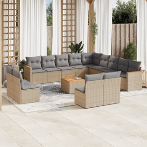 Maison exclusive - salon de jardin avec coussins 14 pcs beige résine tressée