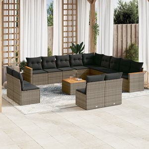 Maison exclusive - salon de jardin avec coussins 14 pcs gris résine tressée