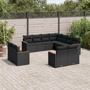 Maison exclusive - salon de jardin 11 pcs avec coussins noir résine tressée