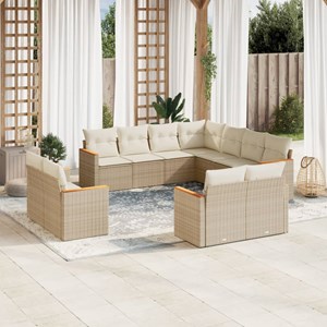 Maison exclusive - salon de jardin 11 pcs avec coussins beige résine tressée