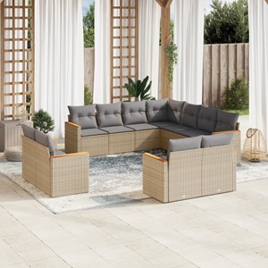 Maison exclusive - salon de jardin 11 pcs avec coussins beige résine tressée