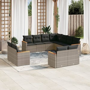 Maison exclusive - salon de jardin 11 pcs avec coussins gris résine tressée