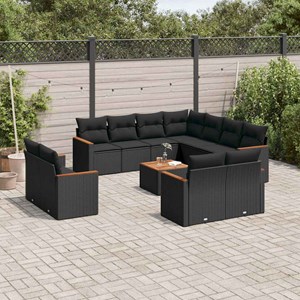 Maison exclusive - salon de jardin 12 pcs avec coussins noir résine tressée