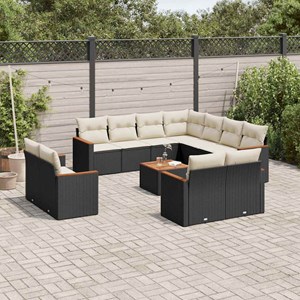 Maison exclusive - salon de jardin 12 pcs avec coussins noir résine tressée