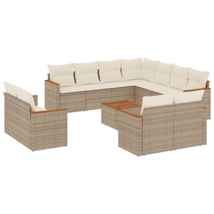 Maison exclusive - salon de jardin avec coussins 12 pcs beige résine tressée