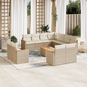 Maison exclusive - salon de jardin avec coussins 12 pcs beige résine tressée