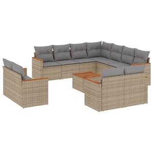 Maison exclusive - salon de jardin avec coussins 12 pcs beige résine tressée