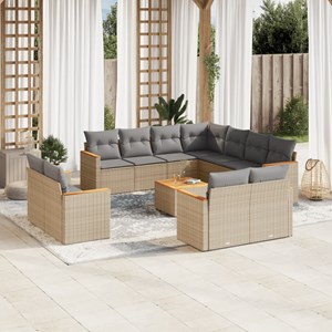 Maison exclusive - salon de jardin avec coussins 12 pcs beige résine tressée