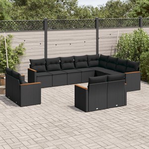 Maison exclusive - salon de jardin 12 pcs avec coussins noir résine tressée