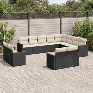 Maison exclusive - salon de jardin 12 pcs avec coussins noir résine tressée