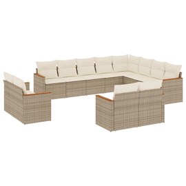 Maison exclusive - salon de jardin avec coussins 12 pcs beige résine tressée