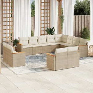 Maison exclusive - salon de jardin avec coussins 12 pcs beige résine tressée