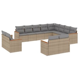 Maison exclusive - salon de jardin avec coussins 12 pcs beige résine tressée