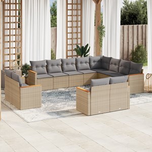 Maison exclusive - salon de jardin avec coussins 12 pcs beige résine tressée