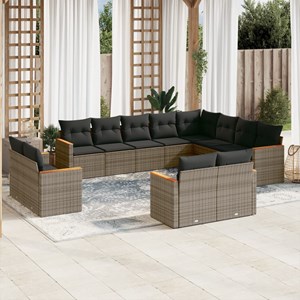 Maison exclusive - salon de jardin avec coussins 12 pcs gris résine tressée