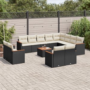 Maison exclusive - salon de jardin avec coussins 13 pcs noir résine tressée