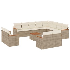 Maison exclusive - salon de jardin avec coussins 13 pcs beige résine tressée