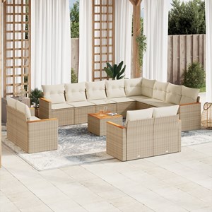 Maison exclusive - salon de jardin avec coussins 13 pcs beige résine tressée