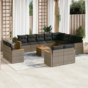 Maison exclusive - salon de jardin avec coussins 13 pcs gris résine tressée