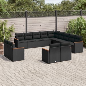 Maison exclusive - salon de jardin avec coussins 13 pcs noir résine tressée
