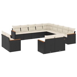 Maison exclusive - salon de jardin avec coussins 13 pcs noir résine tressée