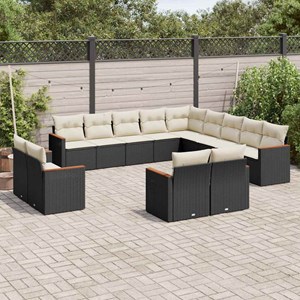 Maison exclusive - salon de jardin avec coussins 13 pcs noir résine tressée