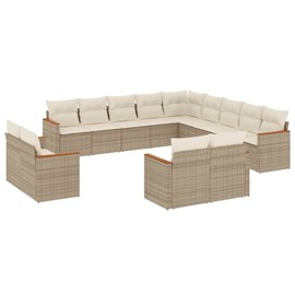 Maison exclusive - salon de jardin avec coussins 13 pcs beige résine tressée