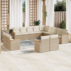 Maison exclusive - salon de jardin avec coussins 13 pcs beige résine tressée