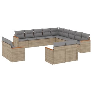 Maison exclusive - salon de jardin avec coussins 13 pcs beige résine tressée