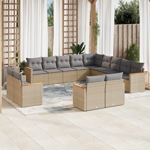 Maison exclusive - salon de jardin avec coussins 13 pcs beige résine tressée