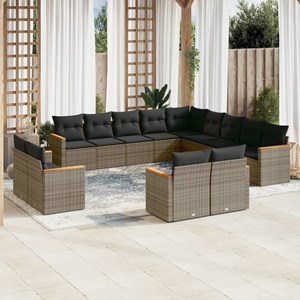 Maison exclusive - salon de jardin avec coussins 13 pcs gris résine tressée