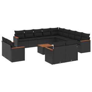 Maison exclusive - salon de jardin avec coussins 14 pcs noir résine tressée