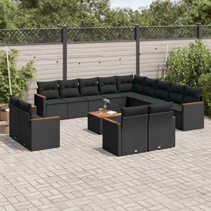 Maison exclusive - salon de jardin avec coussins 14 pcs noir résine tressée