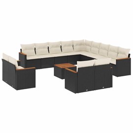 Maison exclusive - salon de jardin avec coussins 14 pcs noir résine tressée